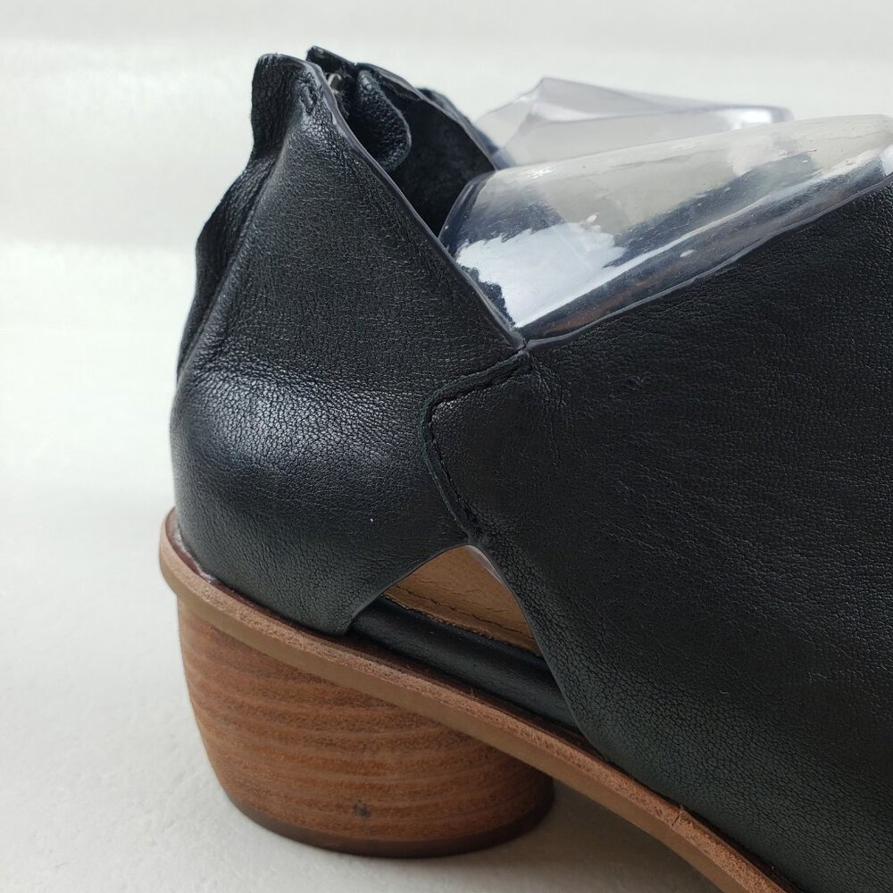 Sofft Carleigh Peep Toe Heel Womens 7.5 Black Leather Block Heel Zip Up Bootie - Picture 5 of 14